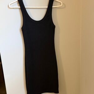 Signature8 Black Ribbed Scoop Neck Mini Dress